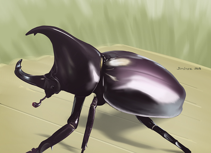 A rendering of a type of rhinoceros beetle.